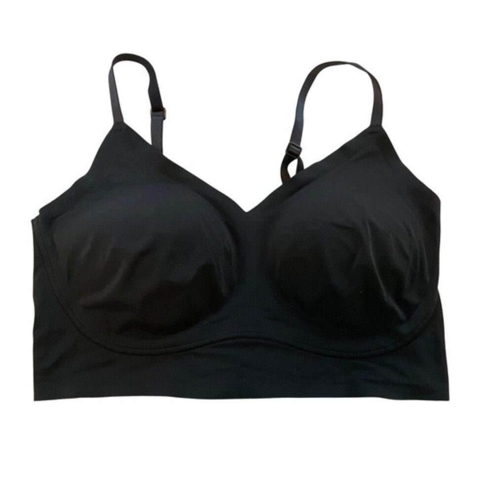 True & Co V Neck‎ Wireless Full Coverage Comfort Bra Black Size M